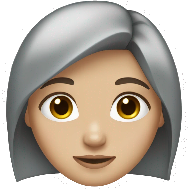 Girl with brown hair grey highlights and blue eyes emoji