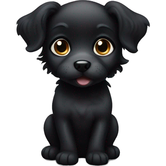 Little black puppy with curly hair and big cute eyes  emoji