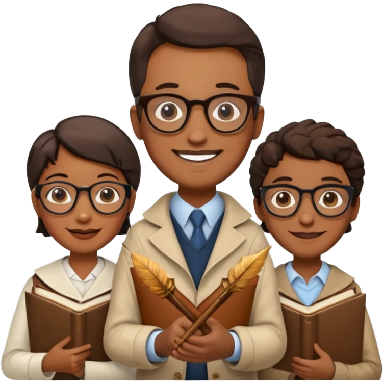 A giant quill and three professors emoji