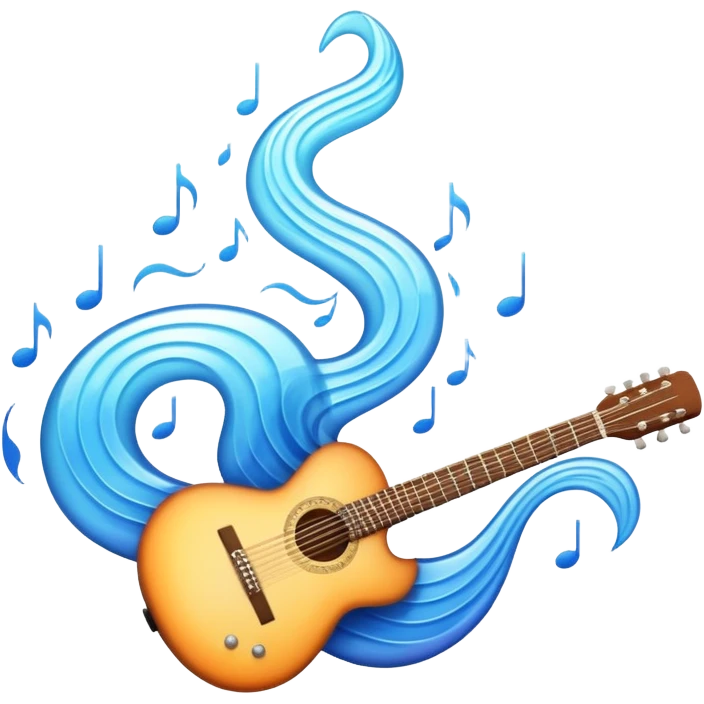 A living being in the form of sound waves that is playing the guitar. emoji