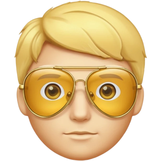 golden-yellow aviator Glasses, metallic frame with clear lenses, gentle highlights. only glasses. emoji