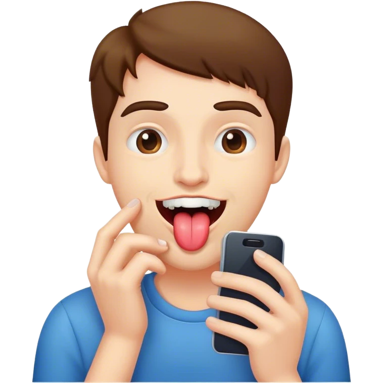 iPhone face with tongue touching top teeth  emoji