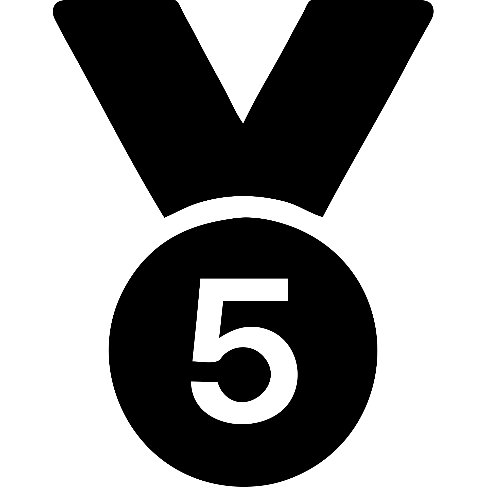 black and red medal with the number 5 in the center, simple and striking emoji