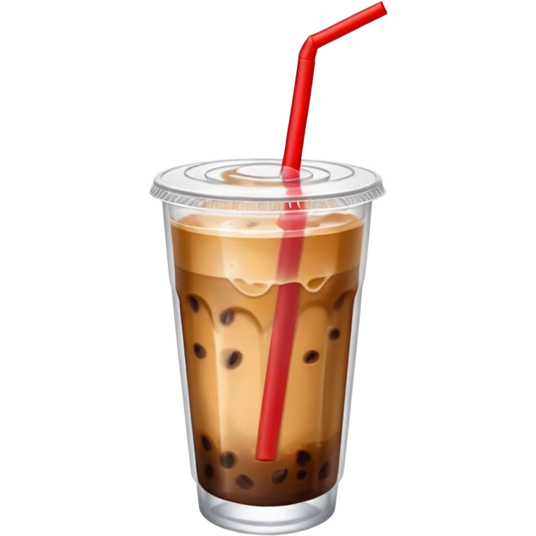  plastic cup of iced coffee with one straw. emoji