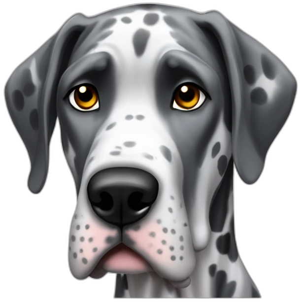Great dane grey black spots floppy ears emoji