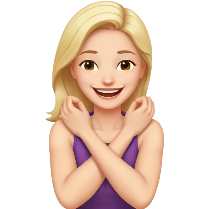 arms crossed holding neck laughing women emoji