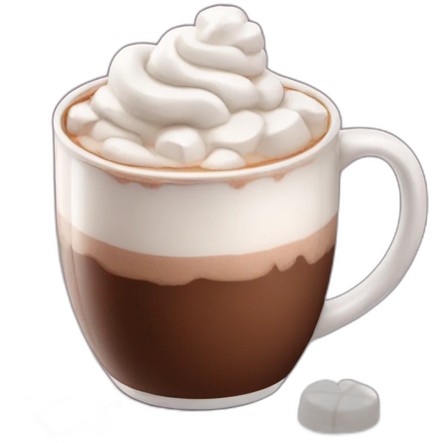 mug of hot chocolate with marshmallows and whipped cream emoji