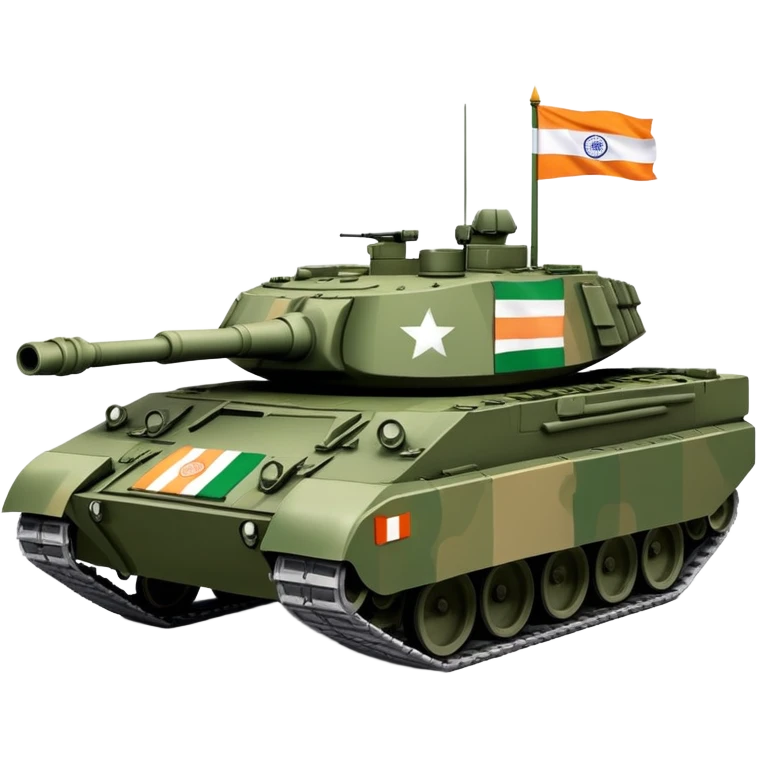 Indian military Arjun battle tank with Indian flag colors emoji