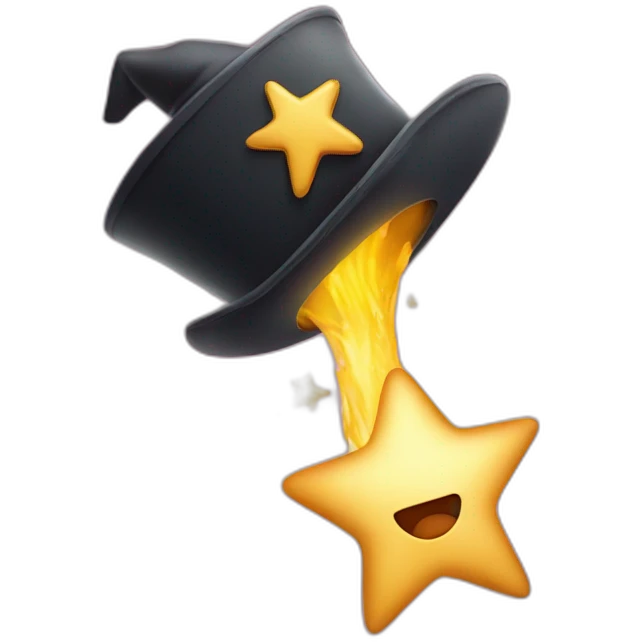 star jumping out of a magic hat without face emoji