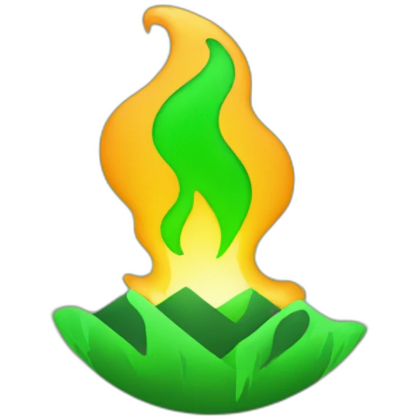 Logo youtube with Green fire emoji