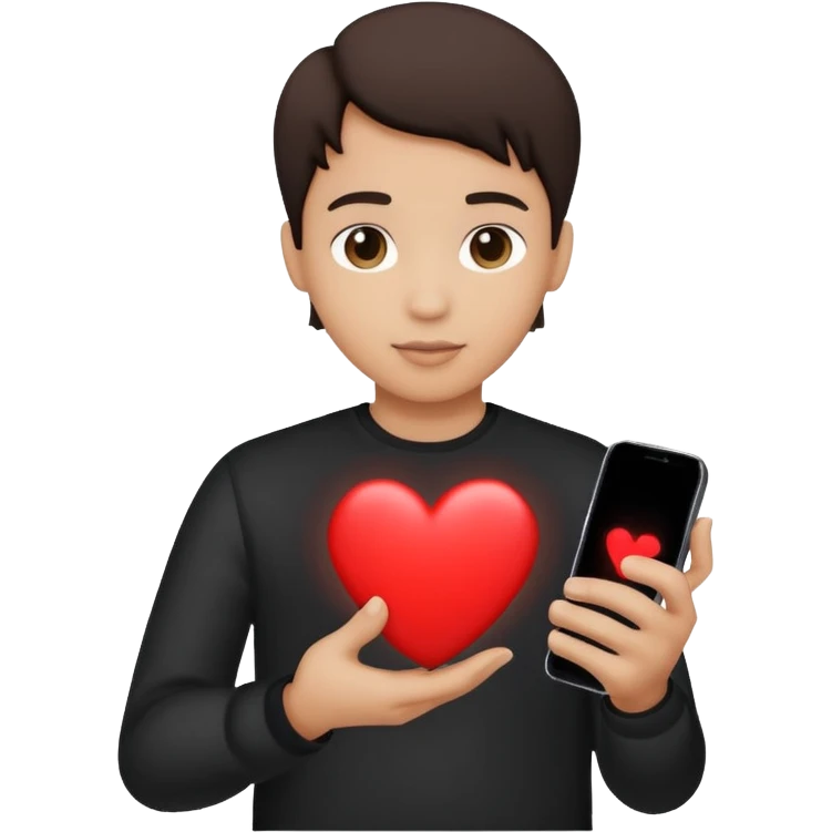 person silhouette holding a phone with a heart emoji