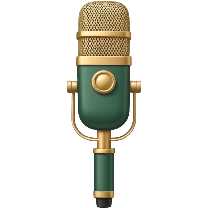 dark green radio microphone with light beige accents, only these two colors, positioned straight, emoji style emoji