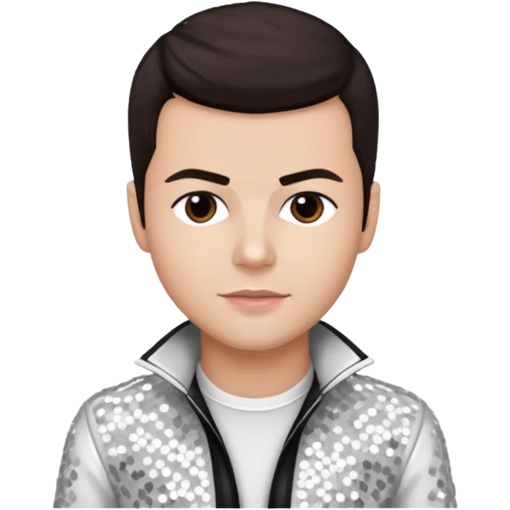Jordan Knight from NKOTB with dark brown hair, white sequin outfit emoji