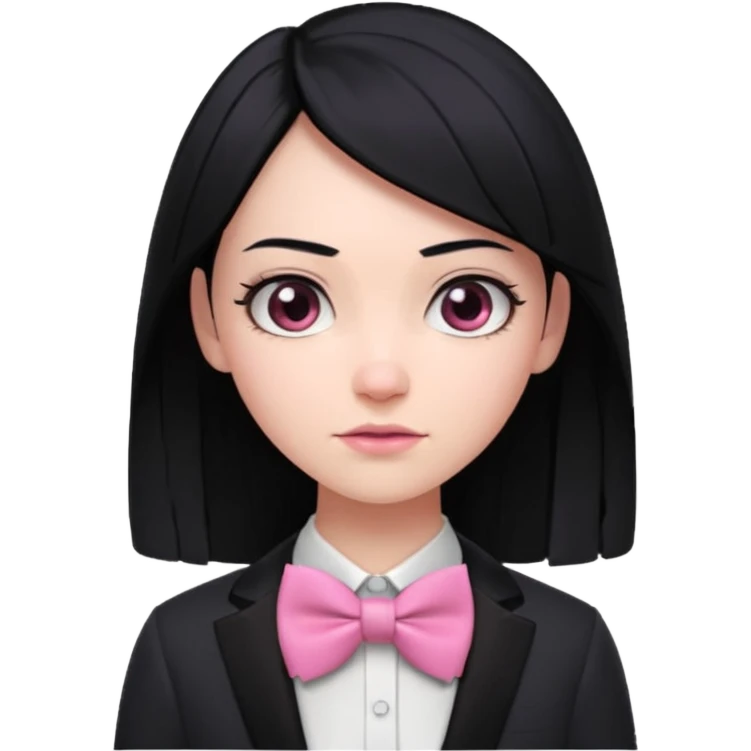 In A Clash Of Clans Aesthetic black hair woman with pink bowtie emoji