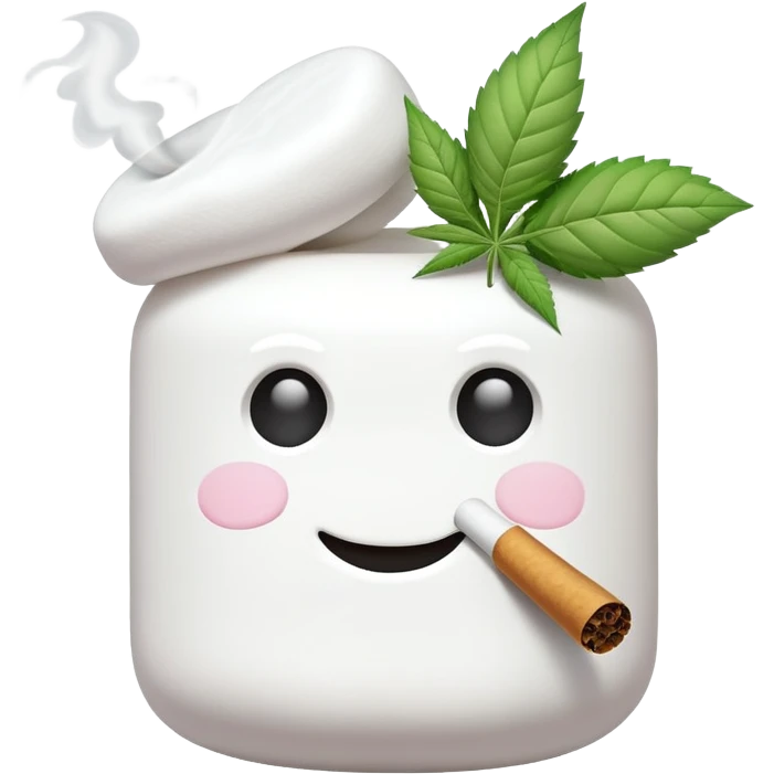 marshmallow gangster character smoking weed emoji