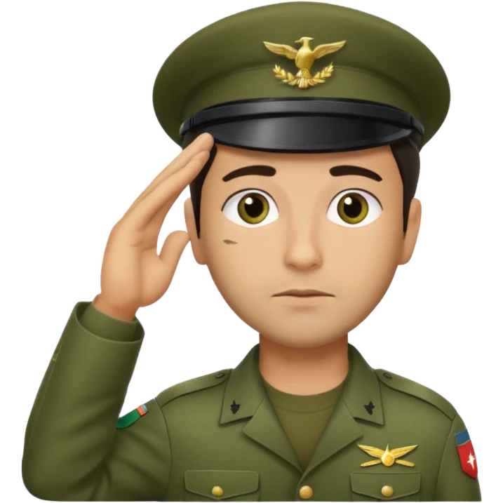 militar de boina dando continencia verde sério emoji