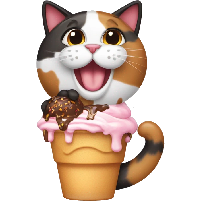 calico cat with icecream sundae  emoji