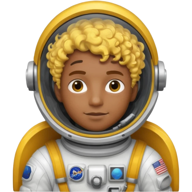 Astronauts, Young, male, dark skin, yellow curly hair emoji