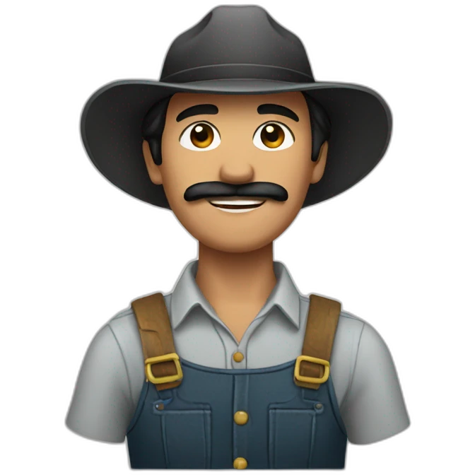 A farmer with a sigaret and Black hair emoji