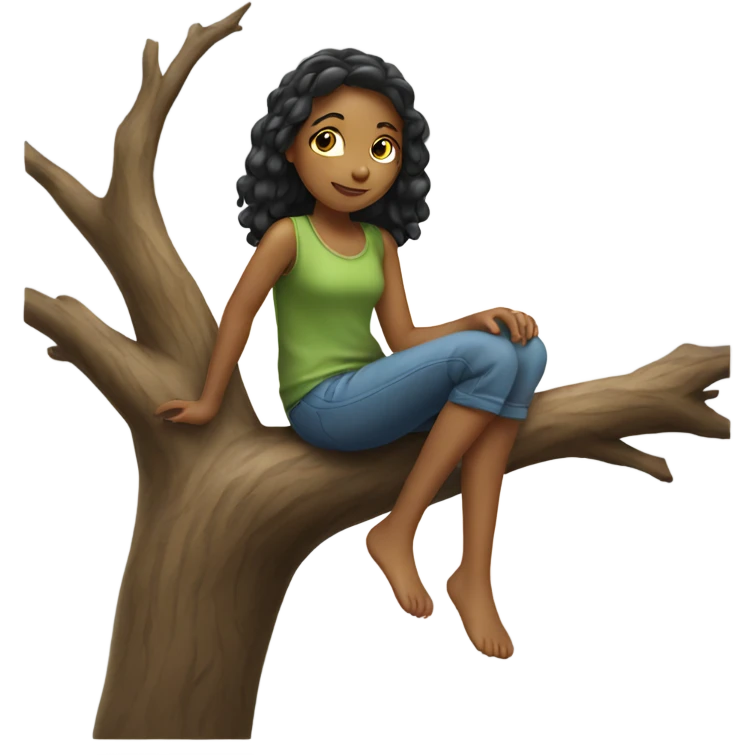 Girl sitting on a tree emoji