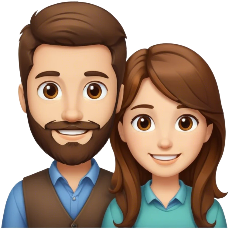 create me a good morning emoji for a brown hair girl and brown boy with beard emoji