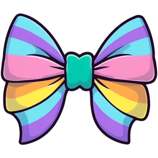 pastel rainbow striped bow with sparkles emoji
