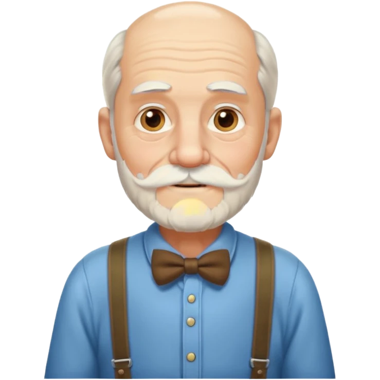 emoji of a great-grandfather, very old man, with suspenders, white beard, friendly expression emoji