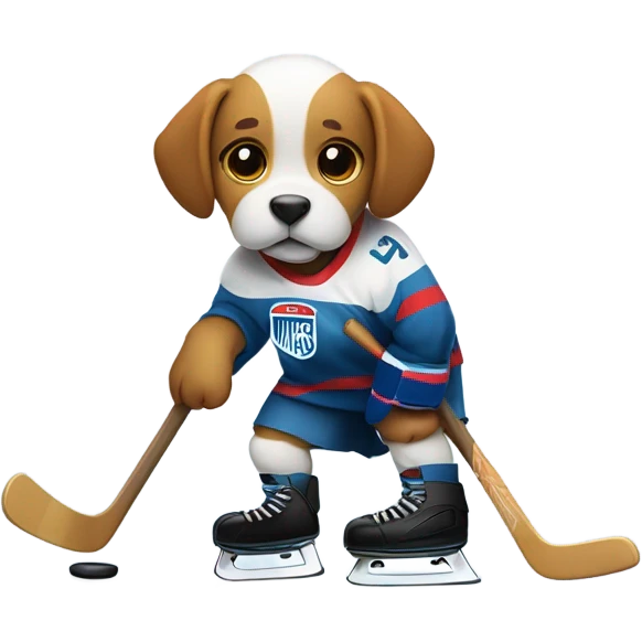 Dog playing hockey emoji