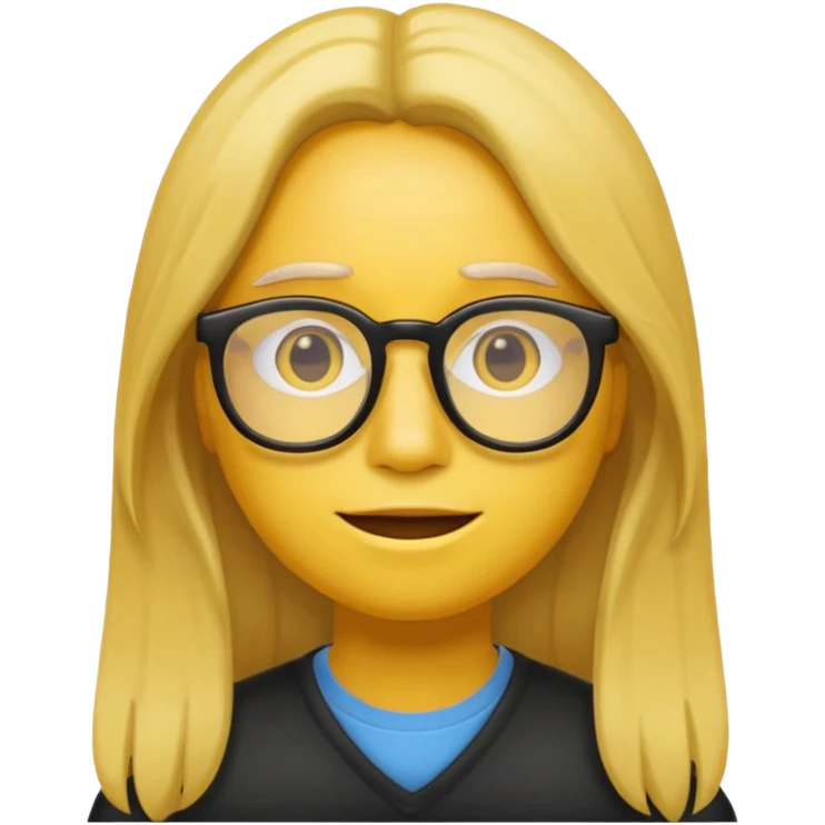 Emoji face with glass and long hair  emoji
