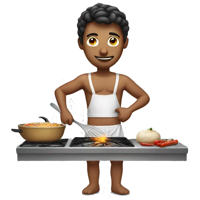 Man in underwear Cooking  emoji