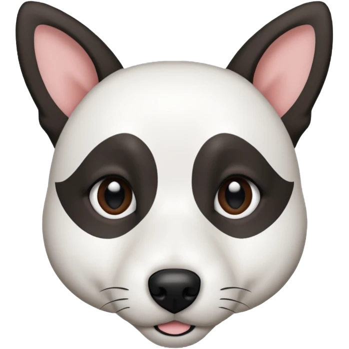 a fully white jack russell the size of a kelpie with floppy ears and a half white face emoji