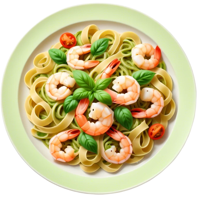 Dish - shrimp pasta with pesto sauce emoji
