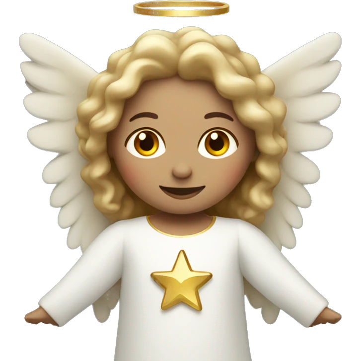 christmas Angel with golden halo, subtle red and green accents emoji