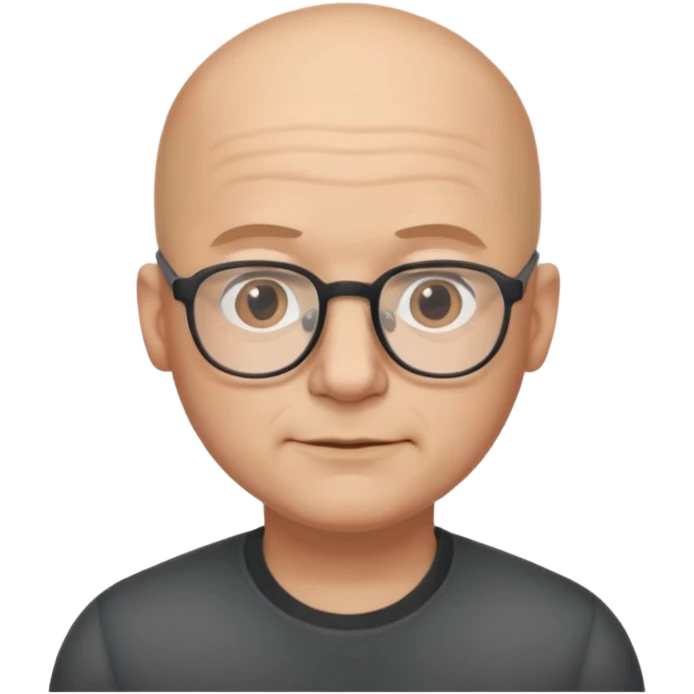 Bald man glasses chin puff 40 emoji
