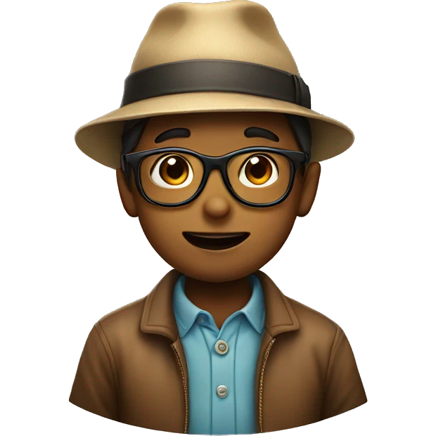 boy in hat with glasses biting his lip emoji