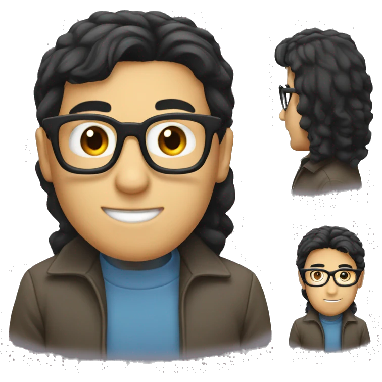 cool nerd with black hair and glasses emoji