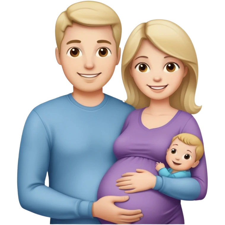 Donna incinta, marito e bambino emoji