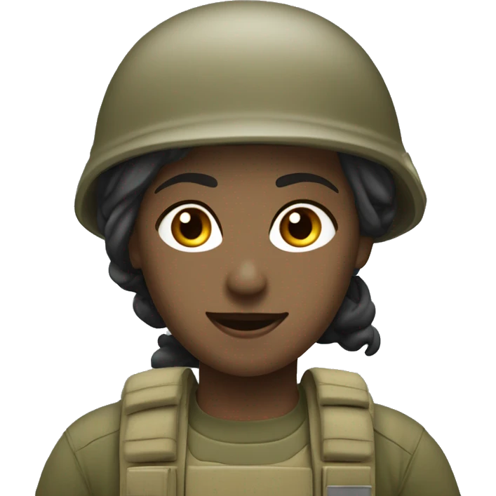 operator dressed in khaki color with a milatary helmet, without glasses, without headset, preferably female emoji