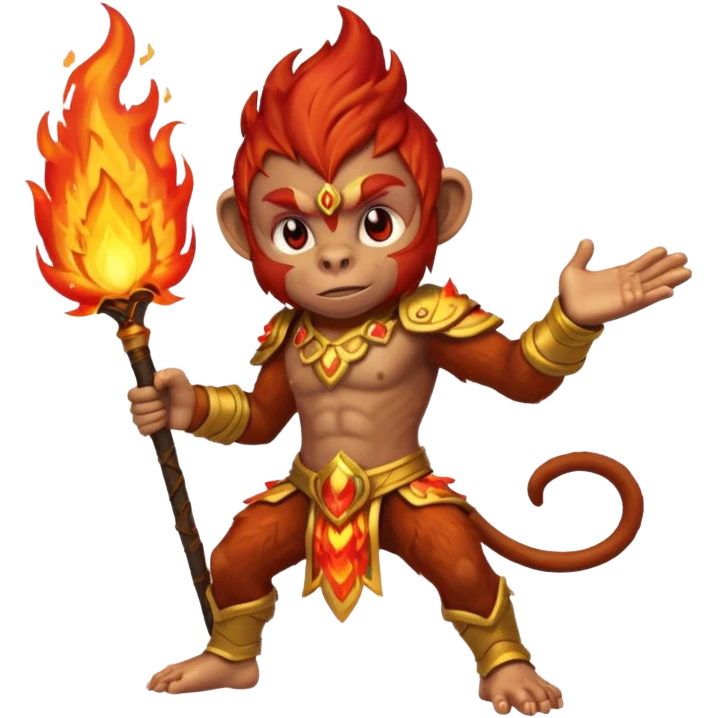 fire elemental monkey warior fire particles emoji