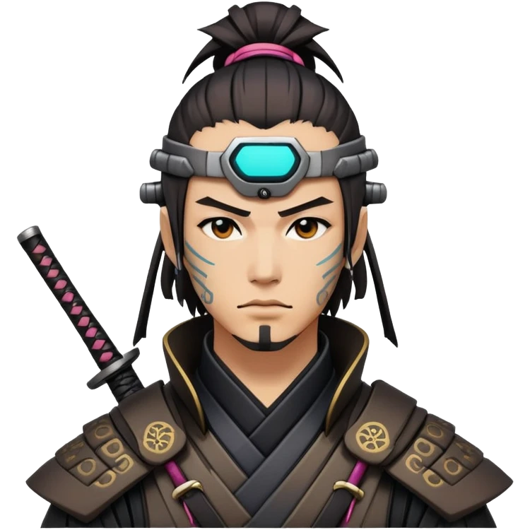 modern nomad samurai with cyberpunk elements emoji