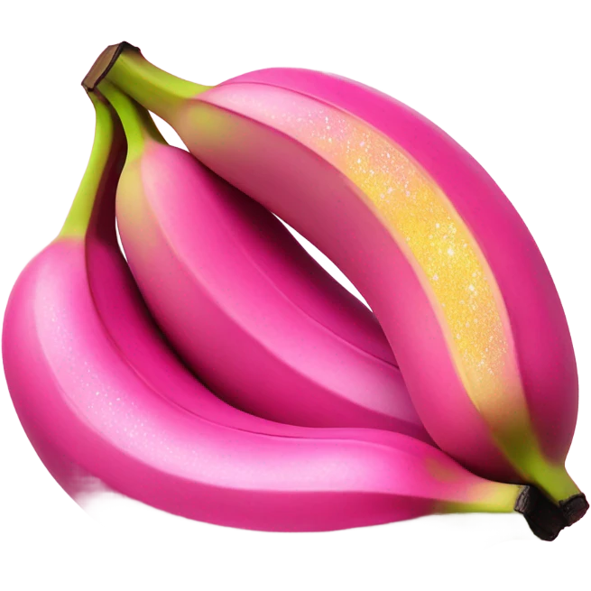 Realistic 3 large Hot pink bananas with glitter no yellow emoji