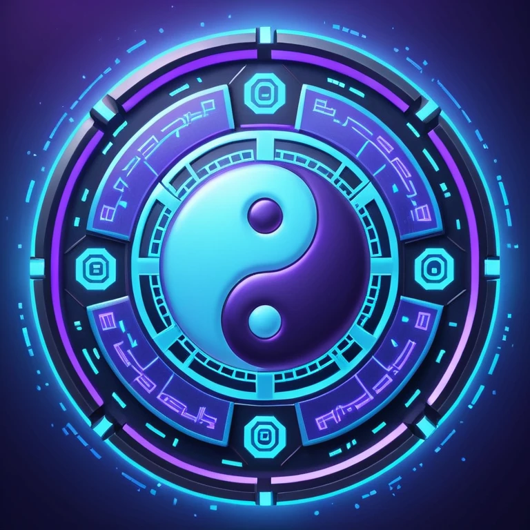 制造几张八卦图 要有时髦感 现代感 科技感 抛开传统感觉"Quantum tech BaGua diagram, yin-yang as flowing particles in neon blue and violet, surrounded by glowing hexagrams in cyberpunk style, holographic interface background with binary code floating, ultra-detailed 8K render --ar 16:9 --v 6" emoji