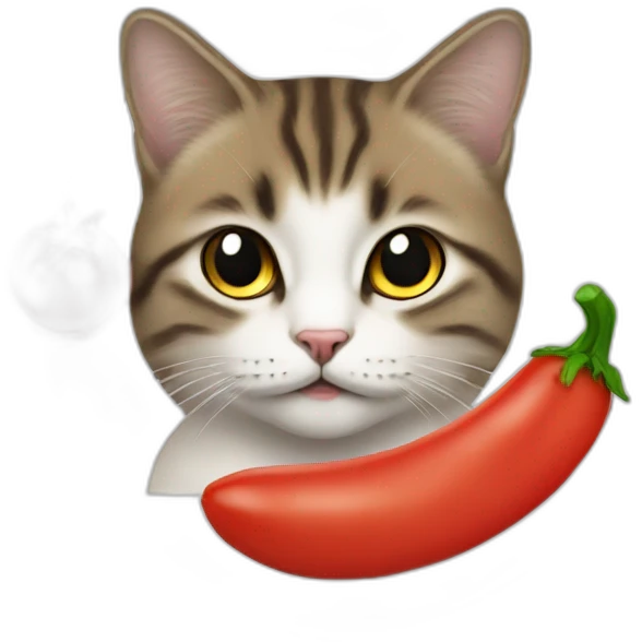 Un chat avec une tête de tomate emoji