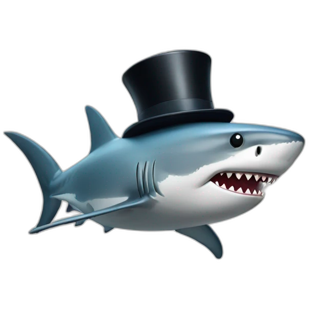Shark with a top hat emoji