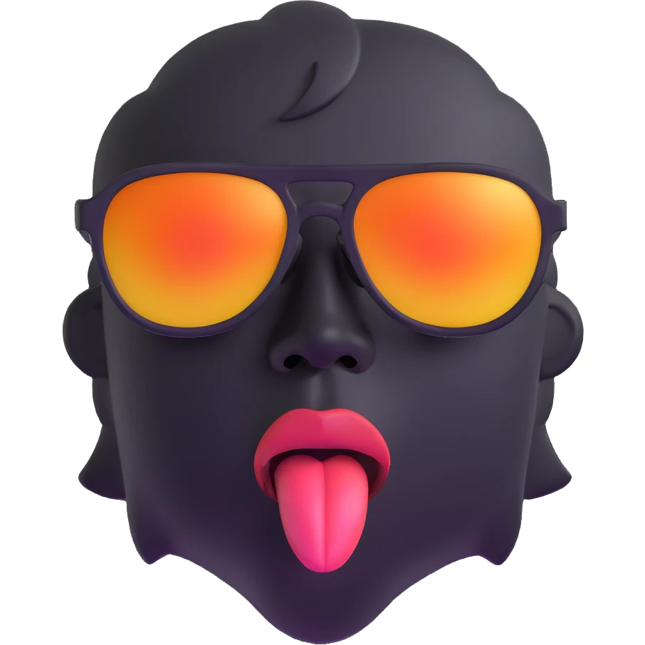 face with sunglasses, tongue out, looking overheated emoji