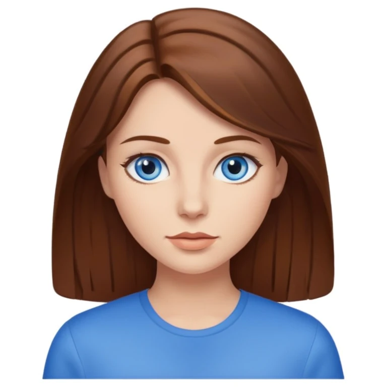 Woman with brown hair and blue eyes emoji