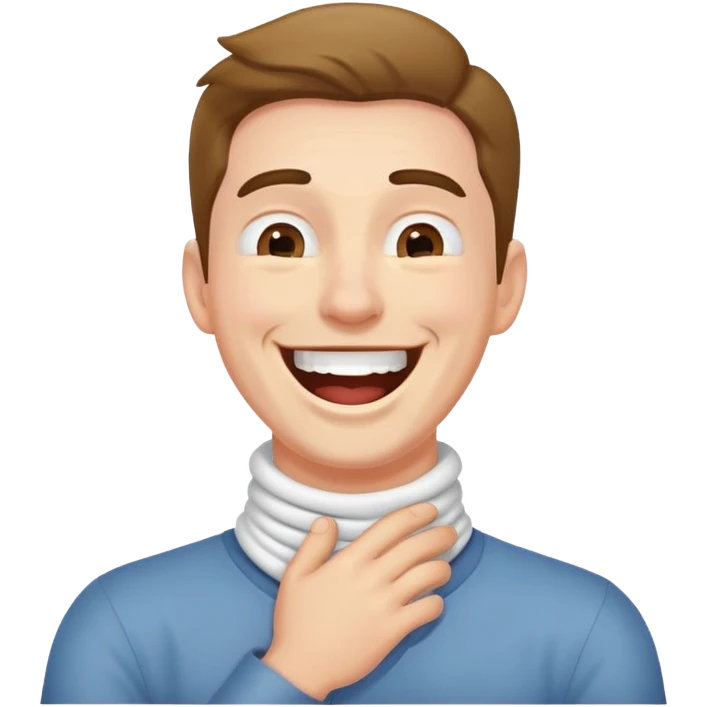 guy holding neck laughing emoji