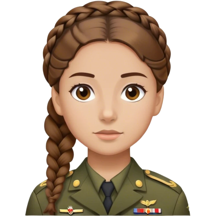 Girl in OCP military with French braid brown hair emoji