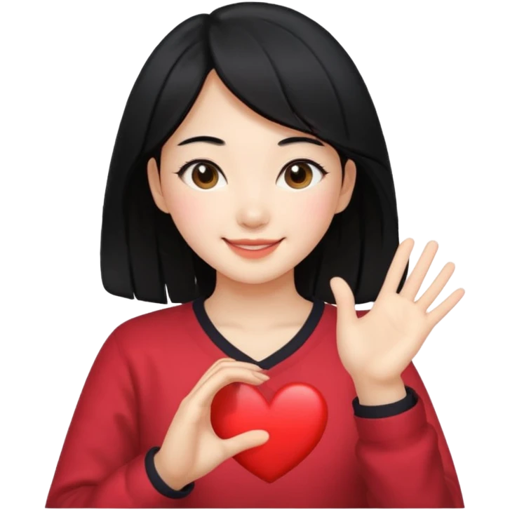 Smiling girl doing the Korean heart emoji