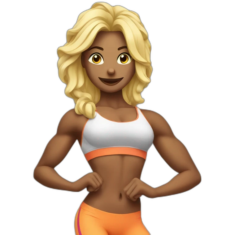 Gigached posing for fitness competition emoji